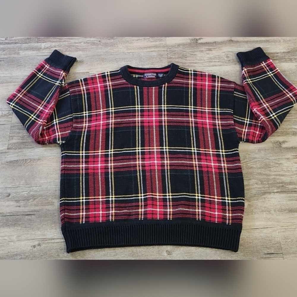 Vintage Roundtree & Yorke Plaid‎ knit sweater size XL
